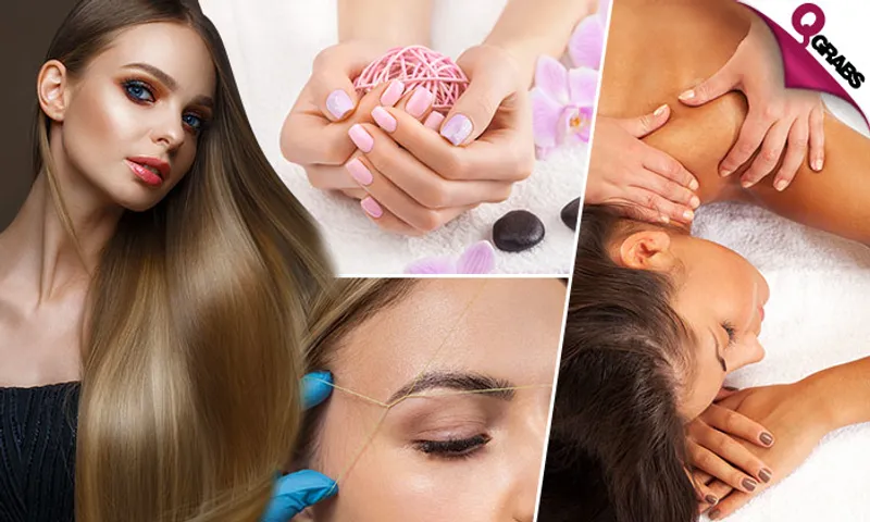 Killer Beauty Deal: Back Massage + Hair Treatment + Threading + Mani-Pedi with Color + Hair Brushing